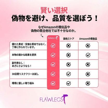 フローレッグスは、今話題のセルライトケア着圧ストッキングです。セルライトを目立たなくし、静脈瘤、妊娠線・肉割れ、気になる青あざもしっかりカバー。美脚効果で、よりセクシーで魅力的なスタイルを実現します。これで、いつでも自信を持ってスカートやワンピースを楽しめます！さらに今だけ特別なキャンペーン実施中：1つご購入で、もう2つプレゼント！